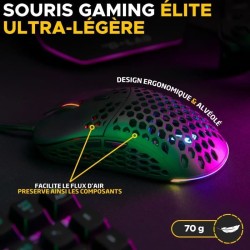 Souris Gamer filaire - The G-Lab - KULT-OXYGEN - RGB - 12800 DPI - Noi