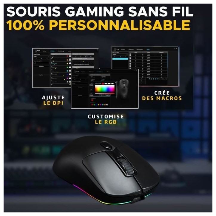 Souris Gamer Competitif - Avec ou sans fil - The G-Lab - KULT-TITAN - RGB - 12000 DPI - Noir Souris Gamer Competitif - Avec ou sans fil - The G-Lab - KULT-TITAN - RGB - 12000 DPI - Noir