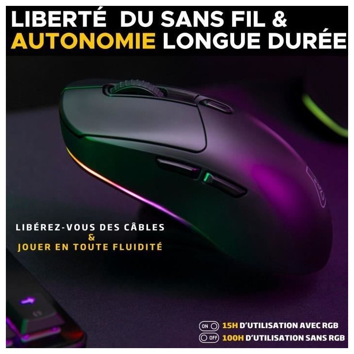 Souris Gamer Competitif - Avec ou sans fil - The G-Lab - KULT-TITAN - RGB - 12000 DPI - Noir Souris Gamer Competitif - Avec ou sans fil - The G-Lab - KULT-TITAN - RGB - 12000 DPI - Noir