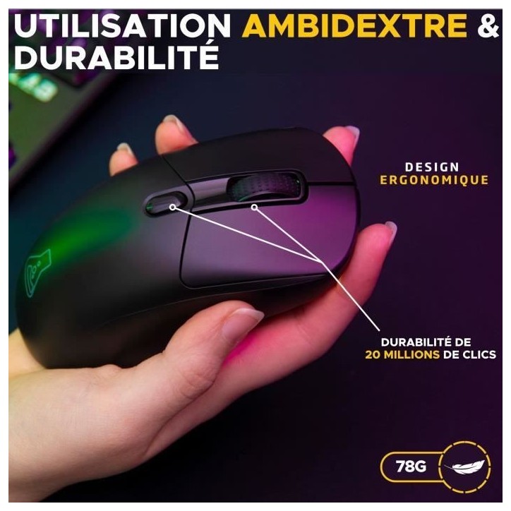 Souris Gamer Competitif - Avec ou sans fil - The G-Lab - KULT-TITAN - RGB - 12000 DPI - Noir Souris Gamer Competitif - Avec ou sans fil - The G-Lab - KULT-TITAN - RGB - 12000 DPI - Noir