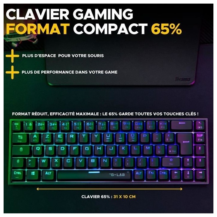 Clavier Gamer - The G-Lab - KEYZ TITAN - Mécanique (Switch Rouge) - Filaire - RGB - Noir Clavier Gamer - The G-Lab - KEYZ TITAN - Mécanique (Switch Rouge) - Filaire - RGB - Noir