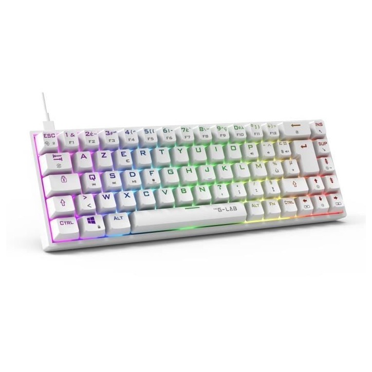 Clavier Gamer - The G-Lab - KEYZ TITAN - Mécanique (Switch Rouge) - Filaire - RGB - Blanc Clavier Gamer - The G-Lab - KEYZ TITAN - Mécanique (Switch Rouge) - Filaire - RGB - Blanc