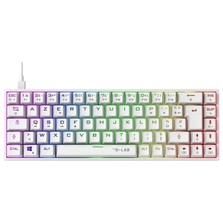 Clavier Gamer - The G-Lab - KEYZ TITAN - Mécanique (Switch Rouge) - Filaire - RGB - Blanc Clavier Gamer - The G-Lab - KEYZ TITAN - Mécanique (Switch Rouge) - Filaire - RGB - Blanc