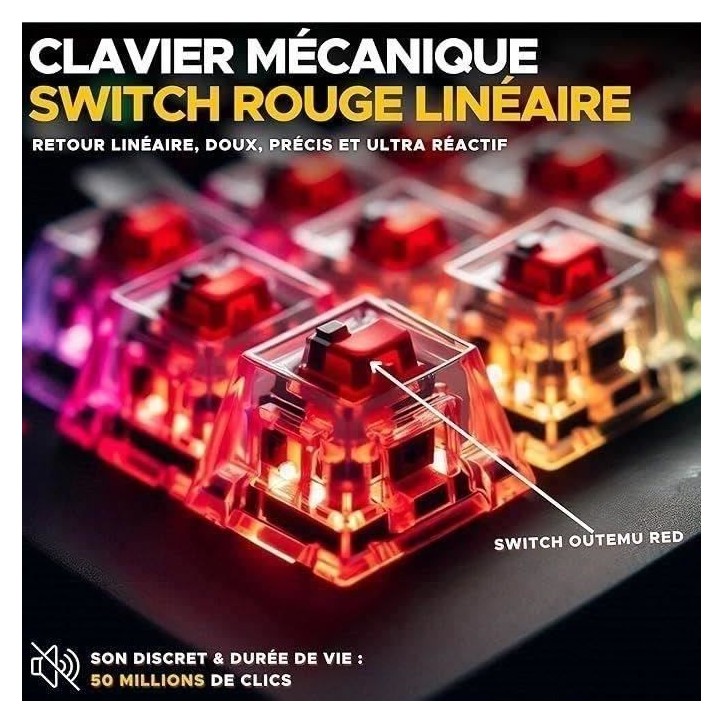 Clavier Gamer sans fil - The G-Lab - KEYZ TITAN - Mécanique (Switch Rouge) - Azerty - Triple mode - RGB - Blanc Clavier Gamer sans fil - The G-Lab - KEYZ TITAN - Mécanique (Switch Rouge) - Azerty - Triple mode - RGB - Blanc