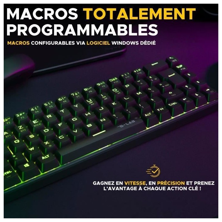 Clavier Gamer Triple Mode - The G-Lab - KEYZ TITAN - Mécanique (Switch Rouge) - Sans Fil - RGB Clavier Gamer Triple Mode - The G-Lab - KEYZ TITAN - Mécanique (Switch Rouge) - Sans Fil - RGB
