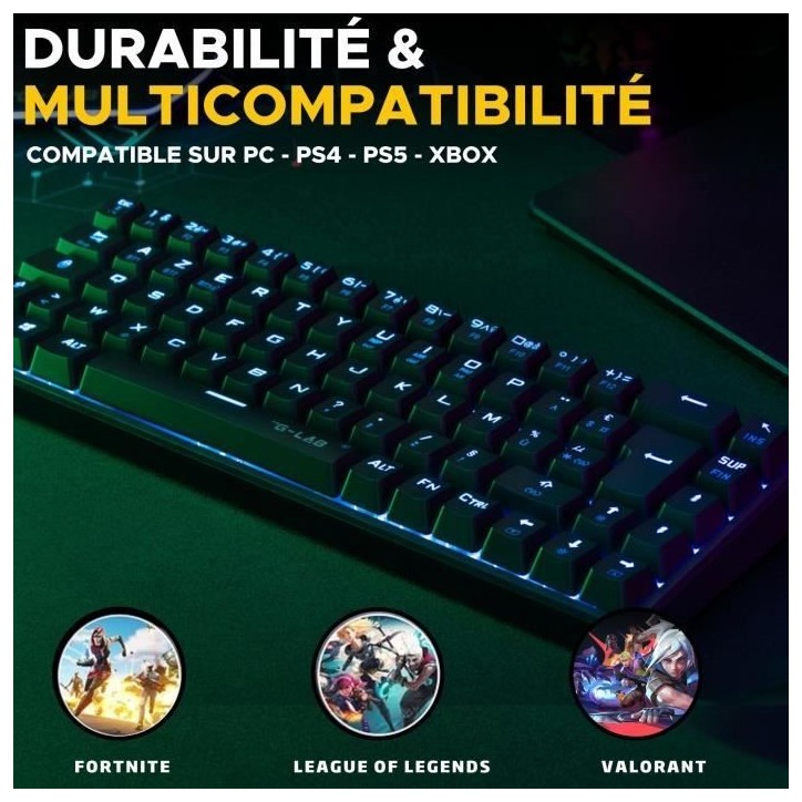 Clavier Gamer Triple Mode - The G-Lab - KEYZ TITAN - Mécanique (Switch Rouge) - Sans Fil - RGB Clavier Gamer Triple Mode - The G-Lab - KEYZ TITAN - Mécanique (Switch Rouge) - Sans Fil - RGB