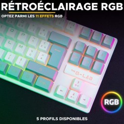 Clavier Gamer - The G-Lab - KEYZ CAESIUM - RGB - Blanc & gris - TKL