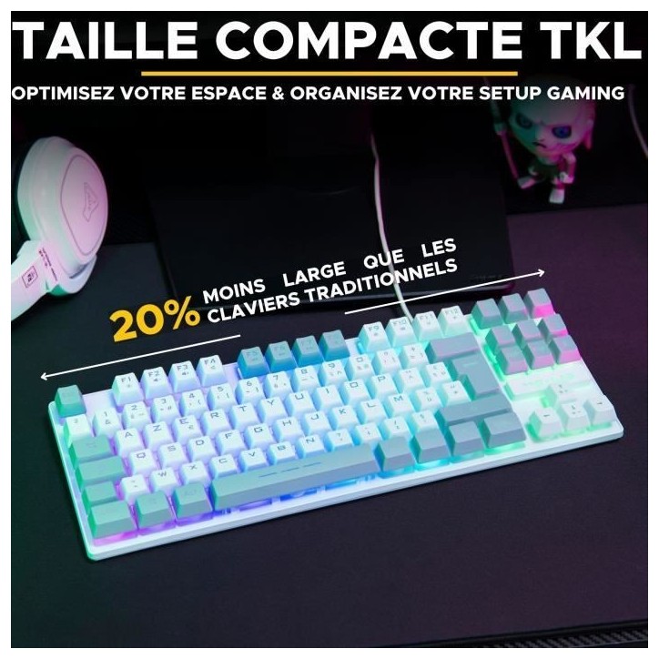 Clavier Gamer - The G-Lab - KEYZ CAESIUM - RGB - Blanc & gris - TKL Clavier Gamer - The G-Lab - KEYZ CAESIUM - RGB - Blanc & gris - TKL