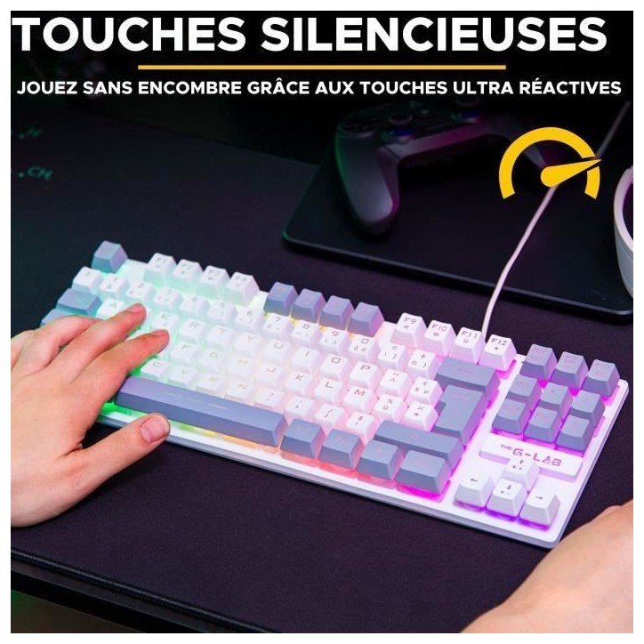 Clavier Gamer - The G-Lab - KEYZ CAESIUM - RGB - Blanc & gris - TKL Clavier Gamer - The G-Lab - KEYZ CAESIUM - RGB - Blanc & gris - TKL