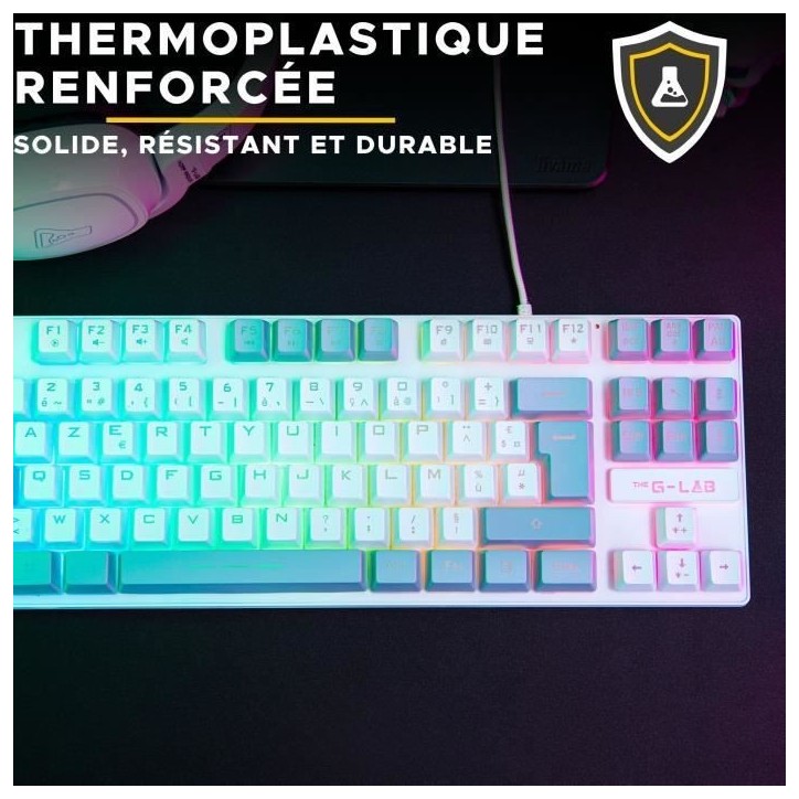 Clavier Gamer - The G-Lab - KEYZ CAESIUM - RGB - Blanc & gris - TKL Clavier Gamer - The G-Lab - KEYZ CAESIUM - RGB - Blanc & gris - TKL