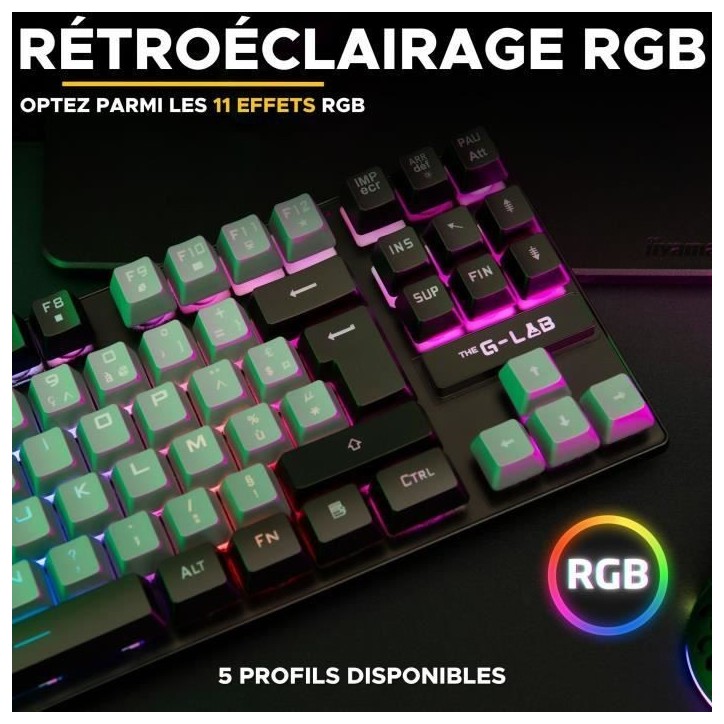 Clavier Gamer - The G-Lab - KEYZ CAESIUM - RGB - Gris & Noir - TKL Clavier Gamer - The G-Lab - KEYZ CAESIUM - RGB - Gris & Noir - TKL