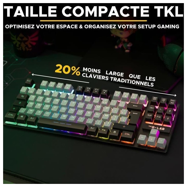 Clavier Gamer - The G-Lab - KEYZ CAESIUM - RGB - Gris & Noir - TKL Clavier Gamer - The G-Lab - KEYZ CAESIUM - RGB - Gris & Noir - TKL