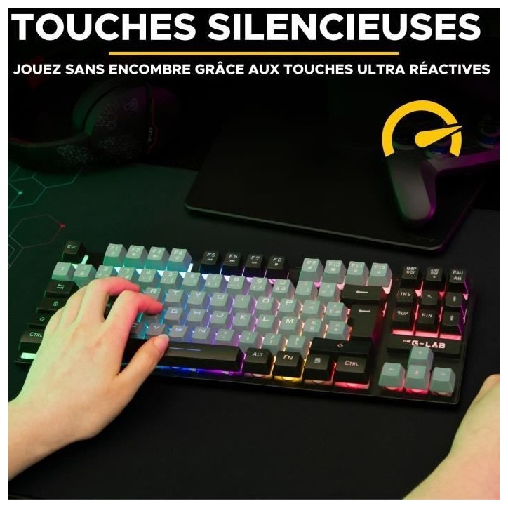 Clavier Gamer - The G-Lab - KEYZ CAESIUM - RGB - Gris & Noir - TKL Clavier Gamer - The G-Lab - KEYZ CAESIUM - RGB - Gris & Noir - TKL