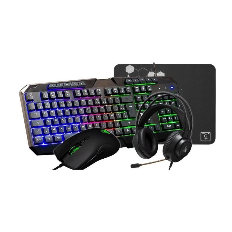 Pack Gamer 4 en 1 - The G-Lab - COMBO NATRIUM - Souris Filaire - Clavi Pack Gamer 4 en 1 - The G-Lab - COMBO NATRIUM - Souris Filaire - Clavi