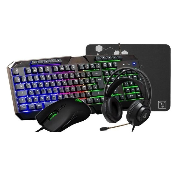 Pack Gamer 4 en 1 - The G-Lab - COMBO NATRIUM - Souris Filaire - Clavier Filaire - Casque Filaire - Tapis de Souris Pack Gamer 4 en 1 - The G-Lab - COMBO NATRIUM - Souris Filaire - Clavier Filaire - Casque Filaire - Tapis de Souris