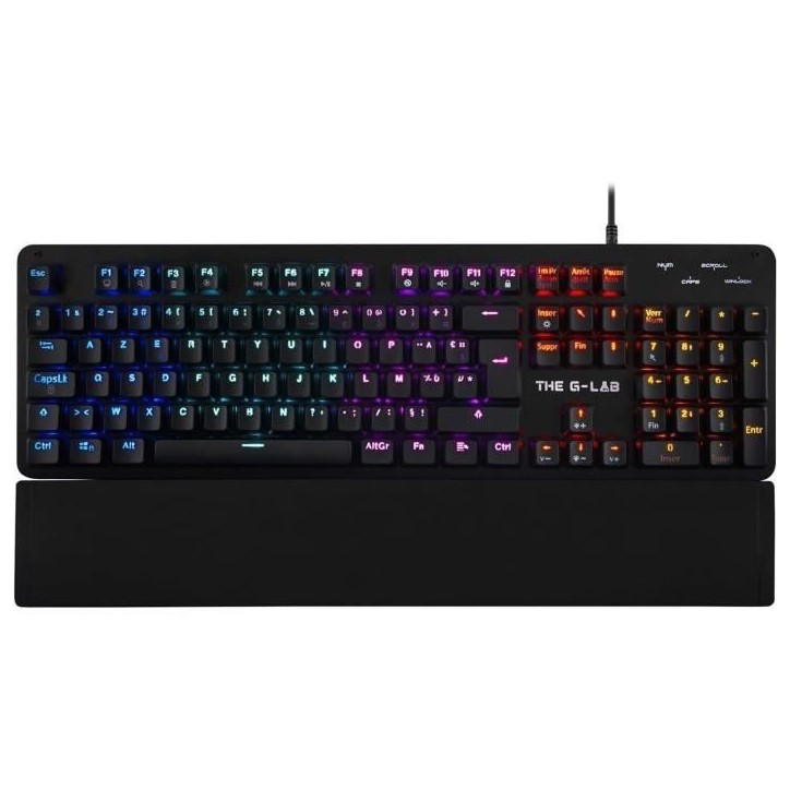 Clavier Gamer - The G-Lab - KEYZ CARBON E - Mécanique (Switch Bleu) - Rainbow - Repose Poignet - Filaire - Azerty - Noir Clavier Gamer - The G-Lab - KEYZ CARBON E - Mécanique (Switch Bleu) - Rainbow - Repose Poignet - Filaire - Azerty - Noir