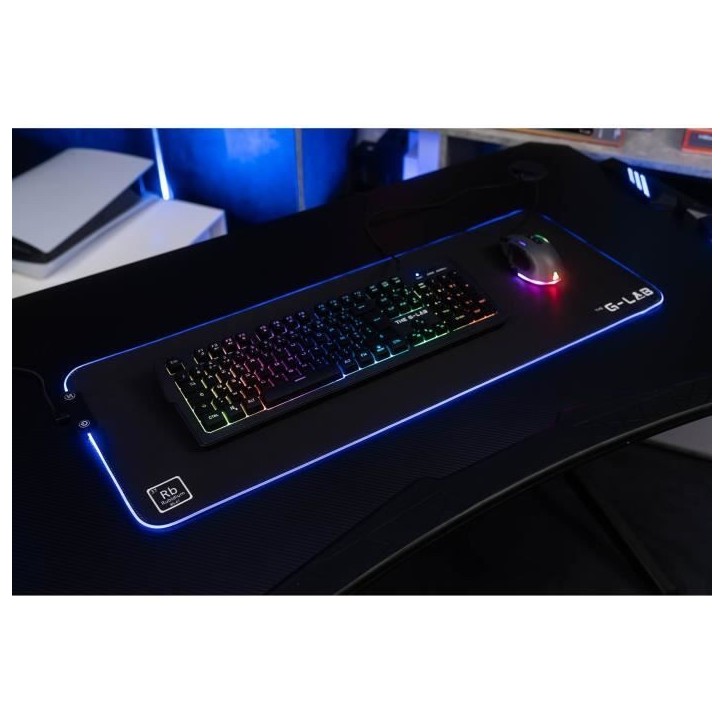 Tapis de Souris - XXL - The G-Lab - PAD RUBIDIUM - RGB USB - 800x300x3mm - Noir