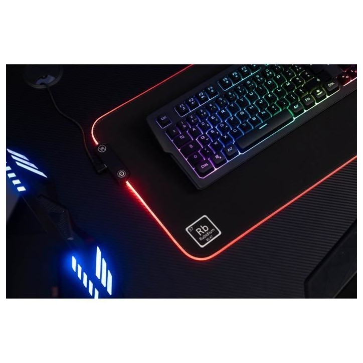 Tapis de Souris - XXL - The G-Lab - PAD RUBIDIUM - RGB USB - 800x300x3mm - Noir