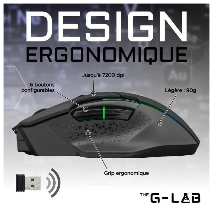 Souris Gamer Sans fil - The G-Lab - KULT CEASIUM - Noir Souris Gamer Sans fil - The G-Lab - KULT CEASIUM - Noir