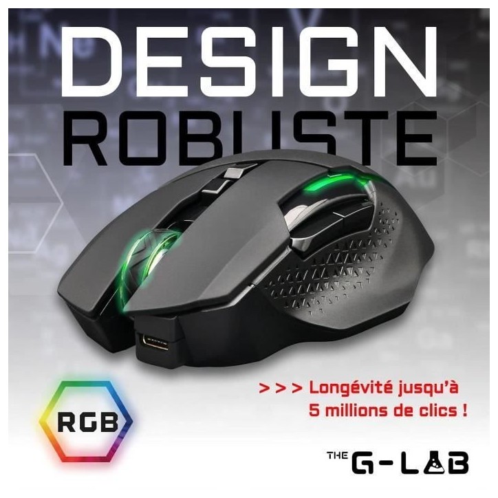 Souris Gamer Sans fil - The G-Lab - KULT CEASIUM - Noir Souris Gamer Sans fil - The G-Lab - KULT CEASIUM - Noir