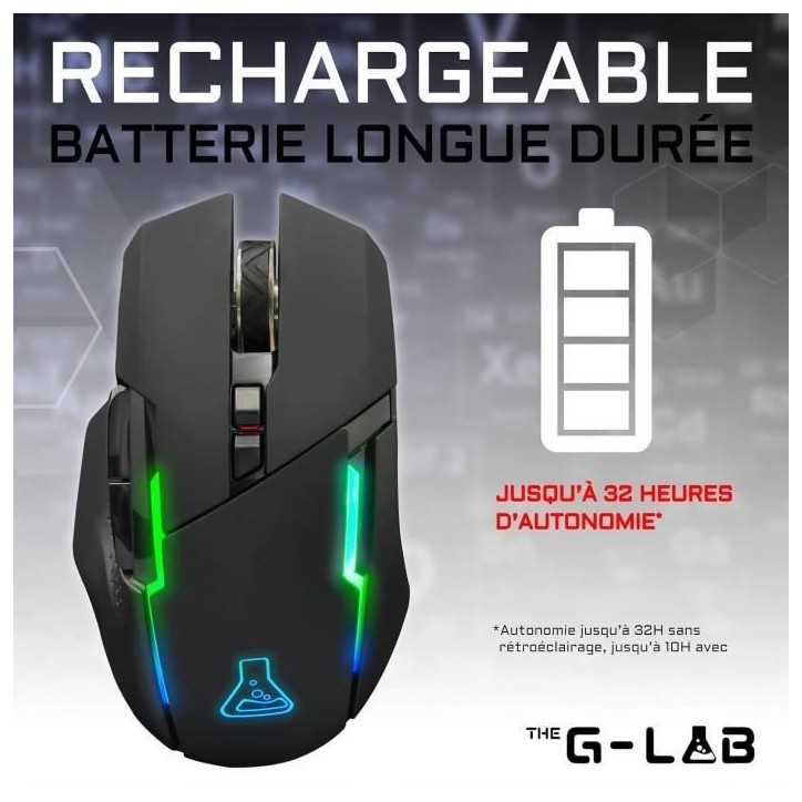 Souris Gamer Sans fil - The G-Lab - KULT CEASIUM - Noir Souris Gamer Sans fil - The G-Lab - KULT CEASIUM - Noir