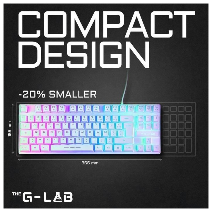 Clavier Gamer - The G-Lab - KEYZ CAESIUM TKL - RGB - Filaire - 100% Personnalisable - Azerty - Noir