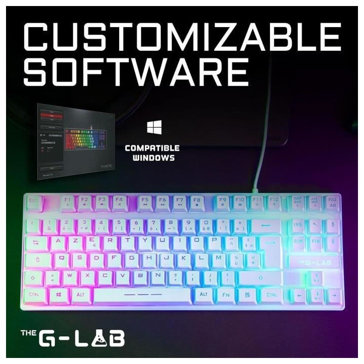 Clavier Gamer - The G-Lab - KEYZ CAESIUM TKL - RGB - Filaire - 100% Personnalisable - Azerty - Noir