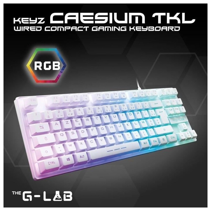 Clavier Gamer - The G-Lab - KEYZ CAESIUM TKL - RGB - Filaire - 100% Personnalisable - Azerty - Noir