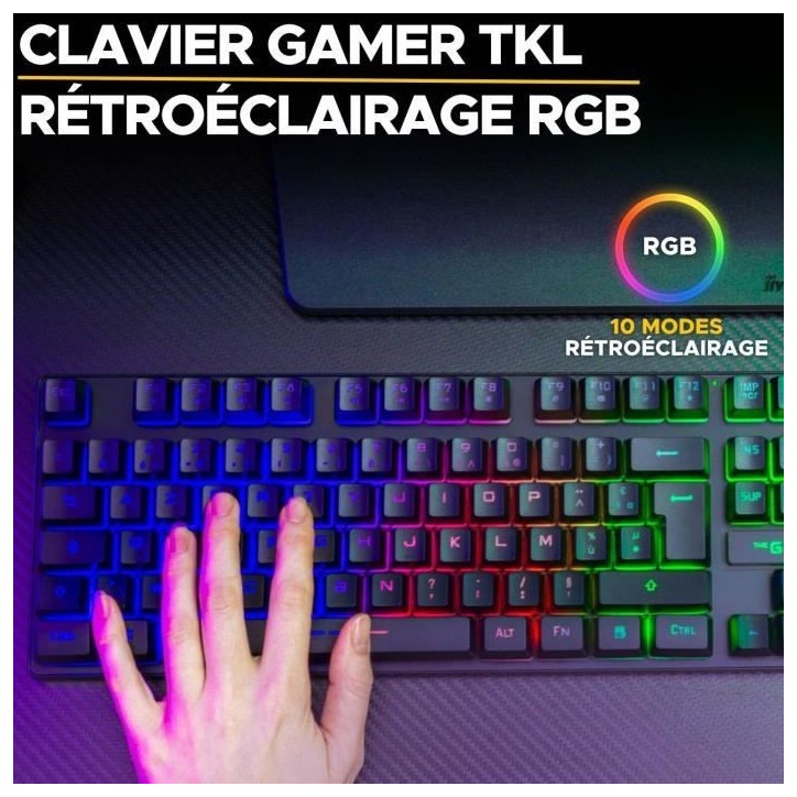 Clavier Gamer - The G-Lab - KEYZ CAESIUM TKL WIRELESS - sans fil - azerty - Noir Clavier Gamer - The G-Lab - KEYZ CAESIUM TKL WIRELESS - sans fil - azerty - Noir