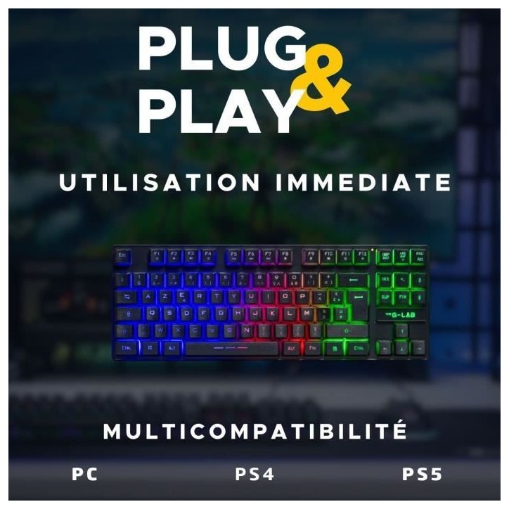 Clavier Gamer - The G-Lab - KEYZ CAESIUM TKL WIRELESS - sans fil - azerty - Noir Clavier Gamer - The G-Lab - KEYZ CAESIUM TKL WIRELESS - sans fil - azerty - Noir