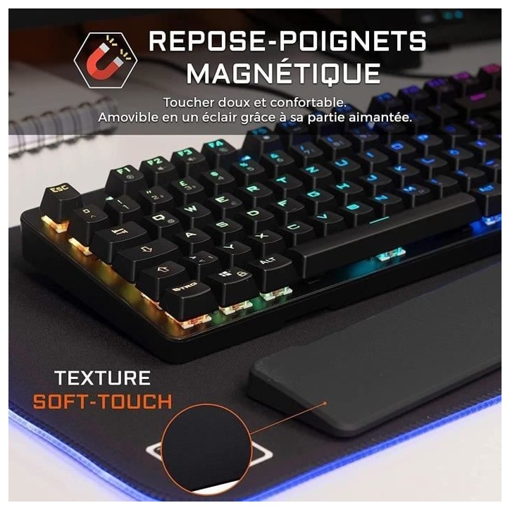 Clavier Gamer - The G-Lab - KEYZ RUBIDIUM - Mécanique (Switch Rouge) - Repose Poignet - RGB - Filaire - Azerty - Noir Clavier Gamer - The G-Lab - KEYZ RUBIDIUM - Mécanique (Switch Rouge) - Repose Poignet - RGB - Filaire - Azerty - Noir