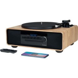Micro-chaîne Bluetooth avec platine - THOMSON - Noir/Bois - Radio FM/