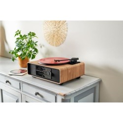 Micro-chaîne Bluetooth avec platine - THOMSON - Noir/Bois - Radio FM/