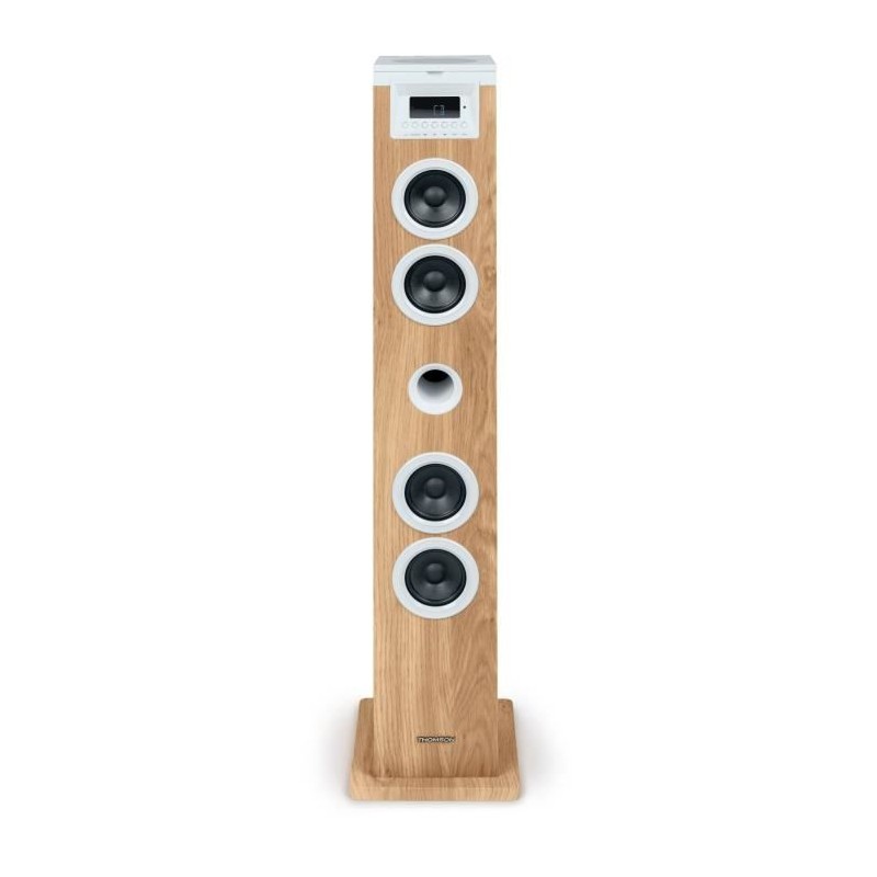 Tour haut-parleur - THOMSON - Bluetooth/CD/USB/SD - Blanc/Bois - 60W - Tour haut-parleur - THOMSON - Bluetooth/CD/USB/SD - Blanc/Bois - 60W -
