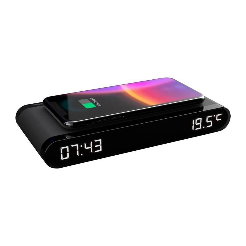 Réveil station de charge - THOMSON - Noir - Induction 15W, Températu