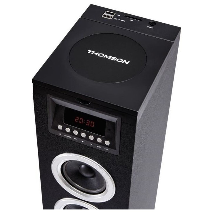 Tour haut-parleurs multimédia THOMSON DS120CD Lecteur CD 60W Bluetooth USB Radio FM Affichage LED Noire Tour haut-parleurs multimédia THOMSON DS120CD Lecteur CD 60W Bluetooth USB Radio FM Affichage LED Noire
