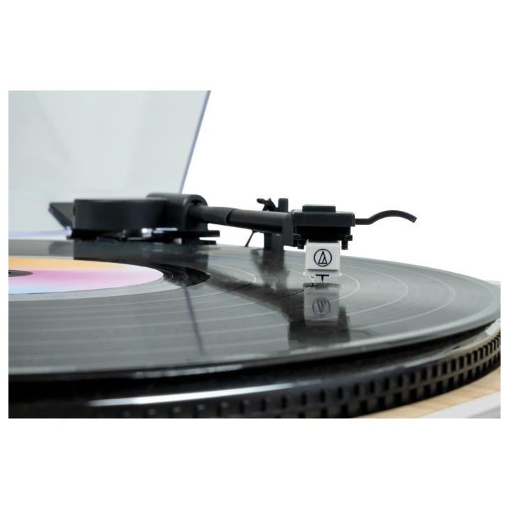 Platine vinyle THOMSON TT301 - Design bois et blanc - Tete de lecture Audio-Technica AT3600L - 33 et 45 tours