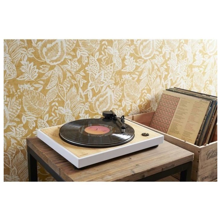 Platine vinyle THOMSON TT301 - Design bois et blanc - Tete de lecture Audio-Technica AT3600L - 33 et 45 tours