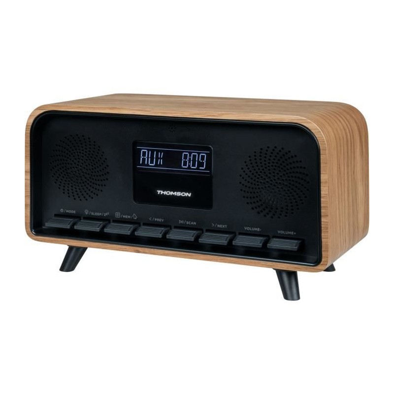 Radio-réveil Bluetooth - THOMSON - Vintage Cosy - 30W, Radio FM, Doub Radio-réveil Bluetooth - THOMSON - Vintage Cosy - 30W, Radio FM, Doub