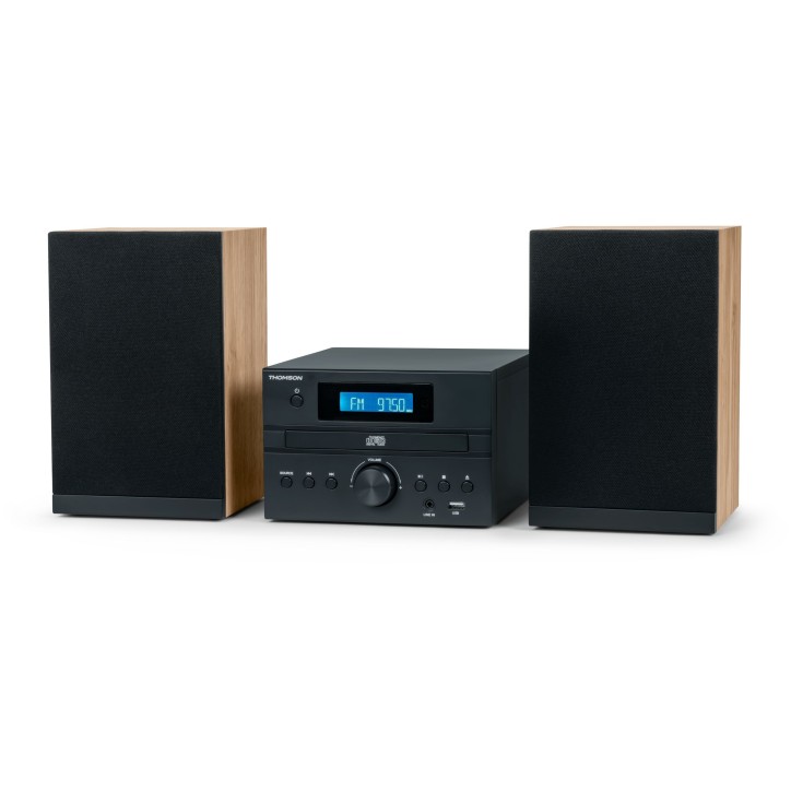 Micro Chaîne - THOMSON - Bluetooth - Radio - CD - MP3 - USB - DAB - Bois et noir