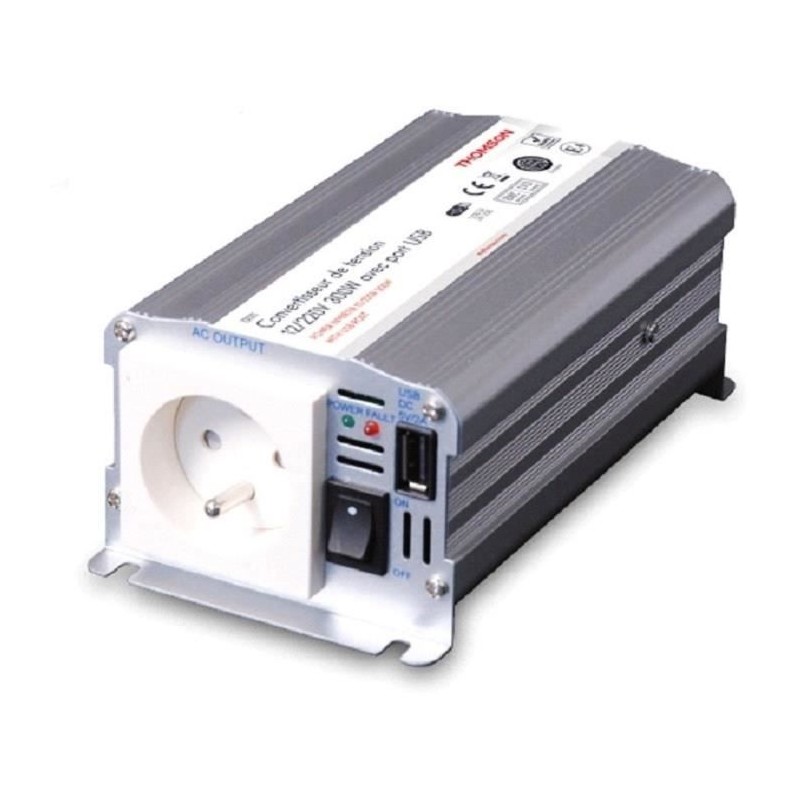 Convertisseur de tension - THOMSON - 12/220 V - 300 W - Avec prise USB Convertisseur de tension - THOMSON - 12/220 V - 300 W - Avec prise USB