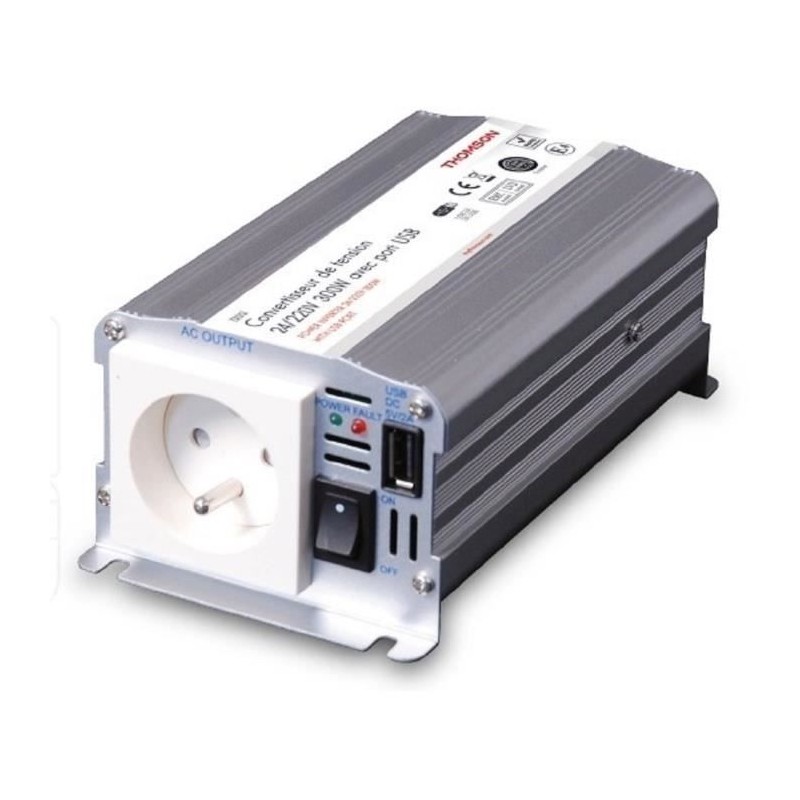 Convertisseur de tension - THOMSON - 24/220 V - 300 W - Avec prise USB Convertisseur de tension - THOMSON - 24/220 V - 300 W - Avec prise USB