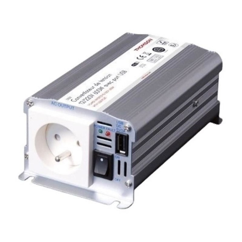 Convertisseur de tension - THOMSON - 12/220 V - 600 W - Avec prise USB Convertisseur de tension - THOMSON - 12/220 V - 600 W - Avec prise USB