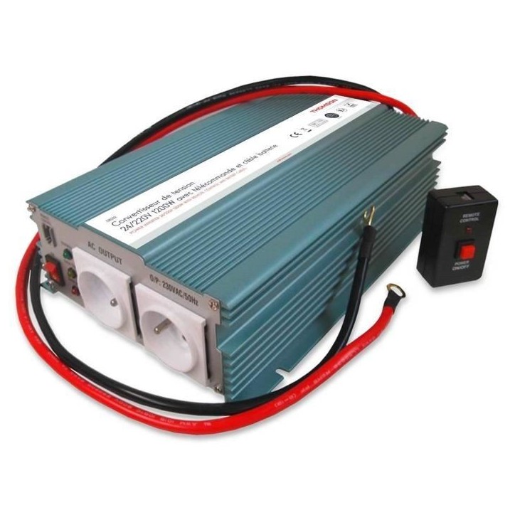 Convertisseur de tension - THOMSON - 24/220 V - 1200 W - Avec télécommande Convertisseur de tension - THOMSON - 24/220 V - 1200 W - Avec télécommande