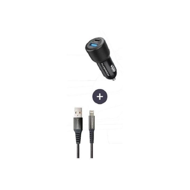 Pack chargeur + câble - THOMSON - Chargeur de voiture 60 W - Câble U Pack chargeur + câble - THOMSON - Chargeur de voiture 60 W - Câble U