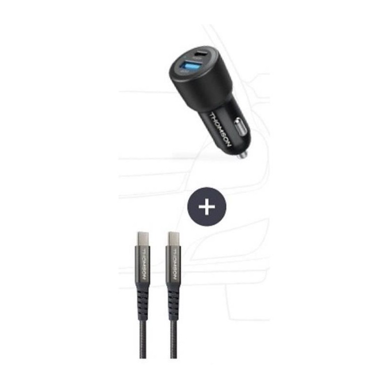 Pack chargeur + câble - THOMSON - Chargeur de voiture 60 W - Câble C