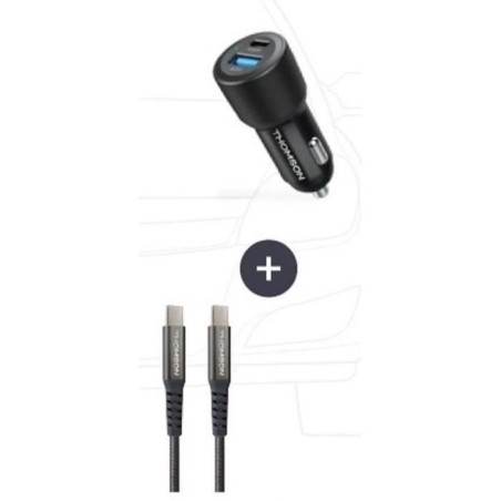 Pack chargeur + câble - THOMSON - Chargeur de voiture 60 W - Câble C