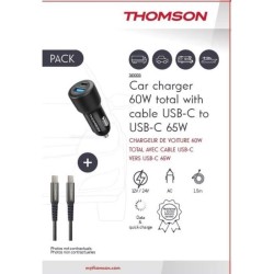 Pack chargeur + câble - THOMSON - Chargeur de voiture 60 W - Câble C