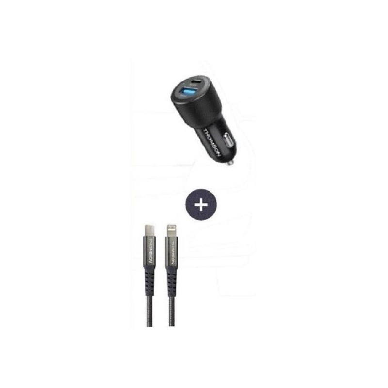 Pack chargeur + câble - THOMSON - Chargeur de voiture 60 W - Câble C Pack chargeur + câble - THOMSON - Chargeur de voiture 60 W - Câble C