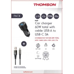 Pack chargeur + câble - THOMSON - Chargeur de voiture 60 W - Câble U